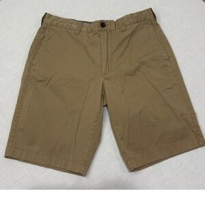 J Crew Stretch Mens Chino Flat Front Khaki Tan Causal classic Shorts Size 32